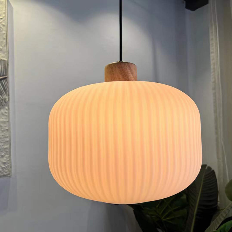 Muto Modern Wood/Glass Pendant Light, White - Neutral Decor