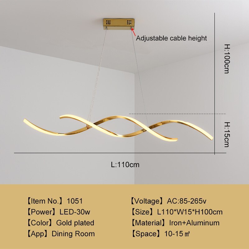 Arisha Modern Wavy Metal/Acrylic Pendant Light, Chrome/Gold - Neutral Decor