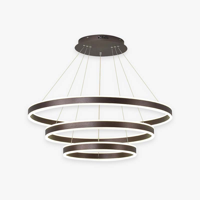 Arisha Moderne Minimaliste Coffee LED Pendant Light, 3 Ring - Neutral Decor
