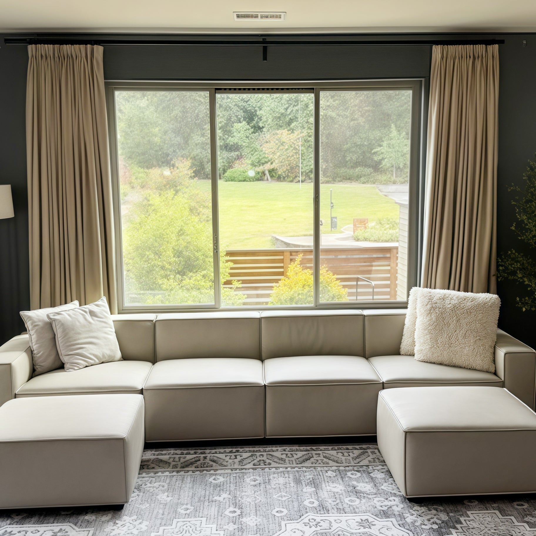 Lily Linen Curtains & Drapes Pleated-Neutral Decor