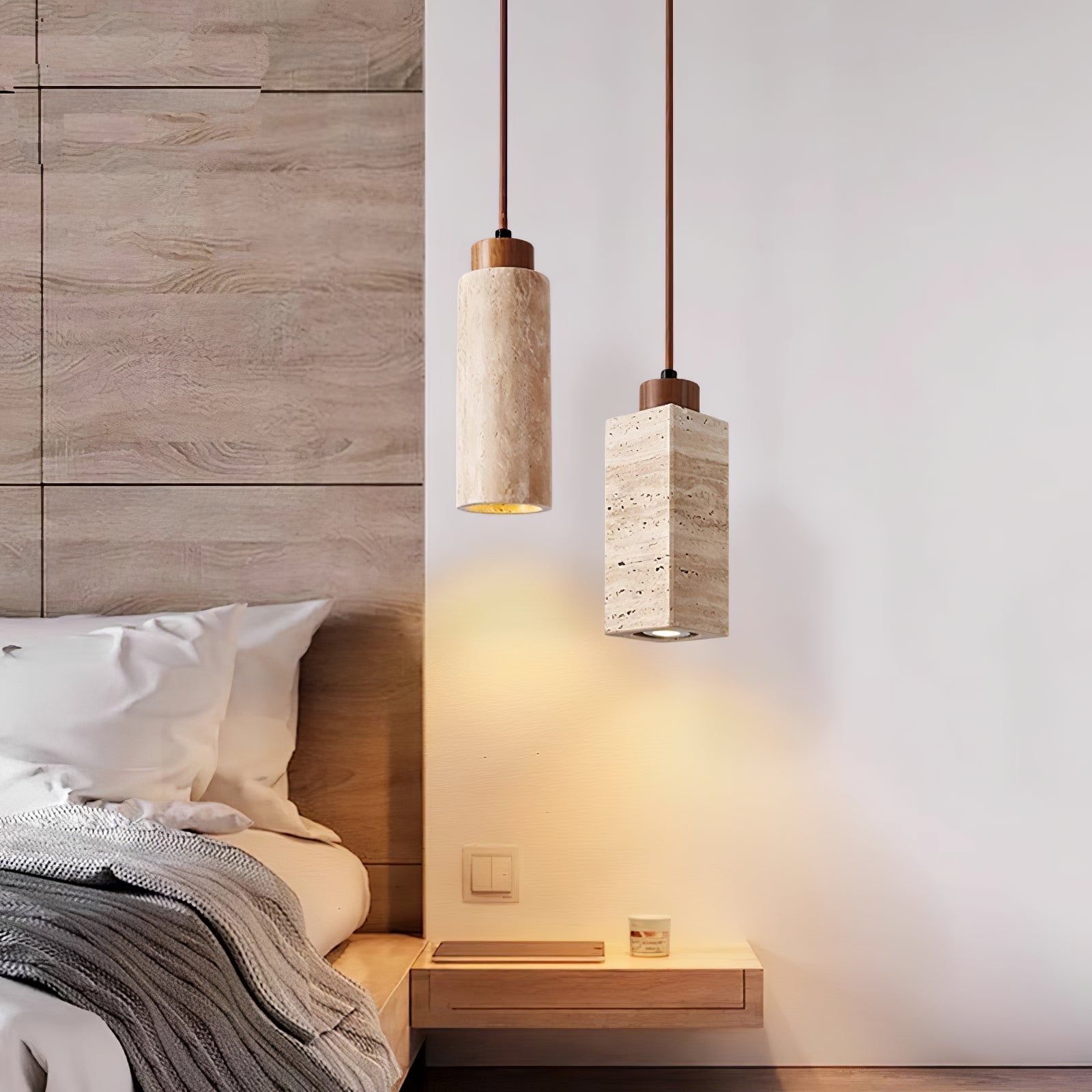 Avloris Travertine Pendant Light-Neutral Decor