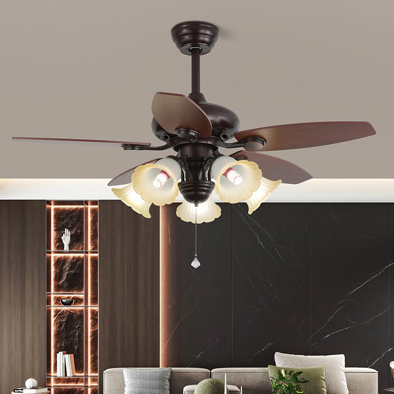 Solara Classic Wood Glass Ceiling Fan Light-Neutral Decor