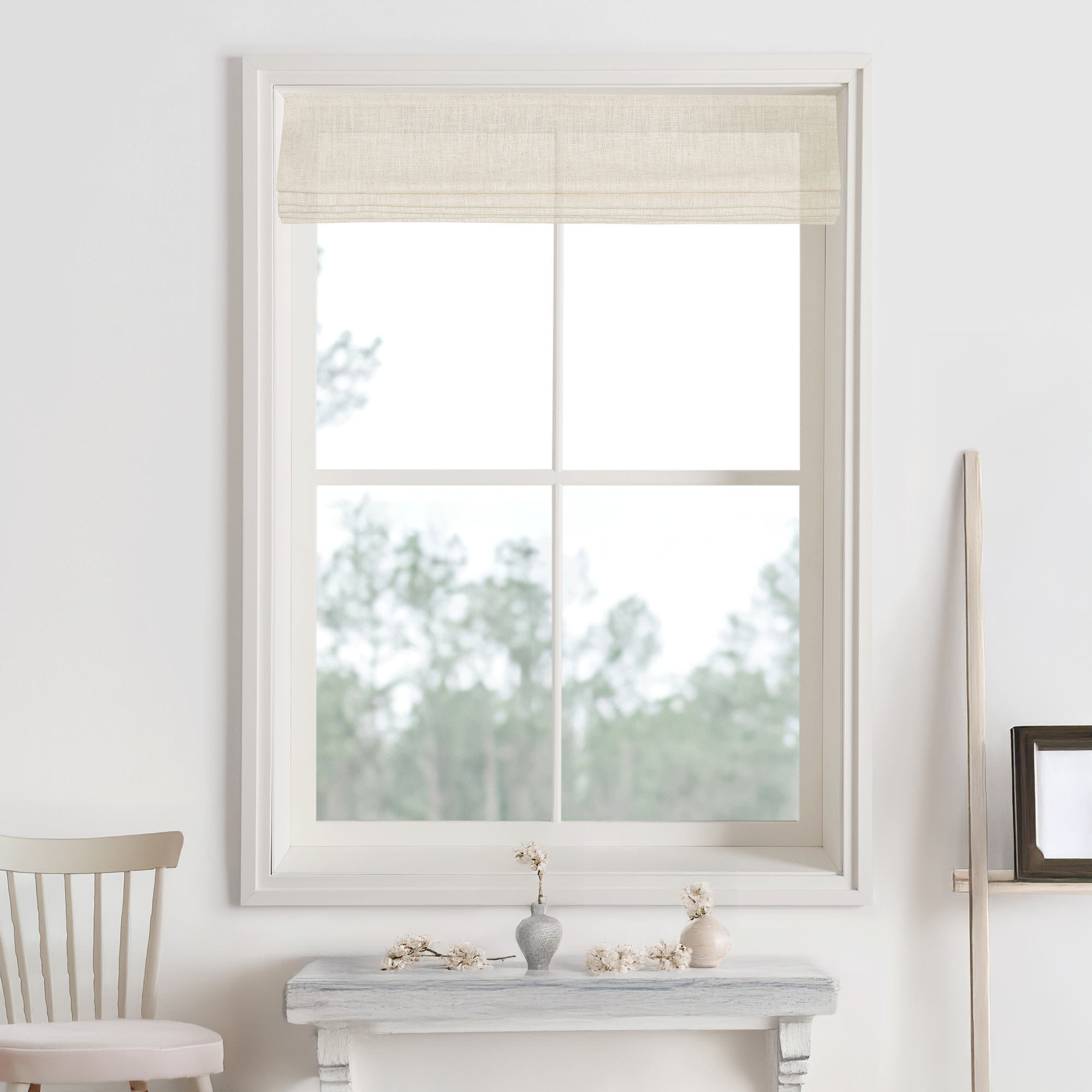 Kelly Linen Roman Shades & Blinds-Neutral Decor