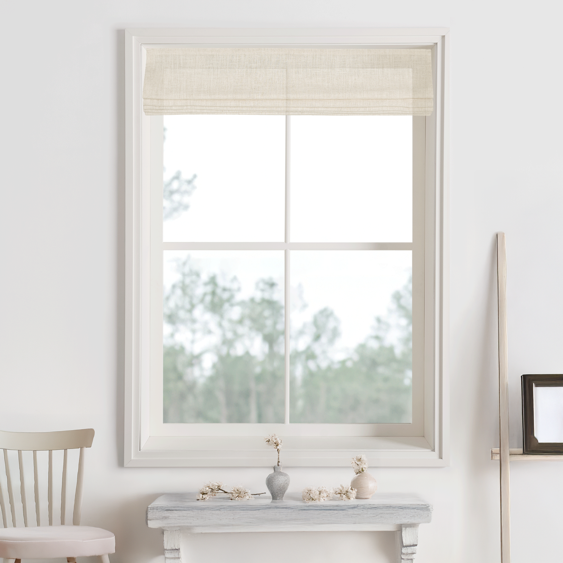 Liz Linen Herringbone Roman Shades & Blinds-Neutral Decor