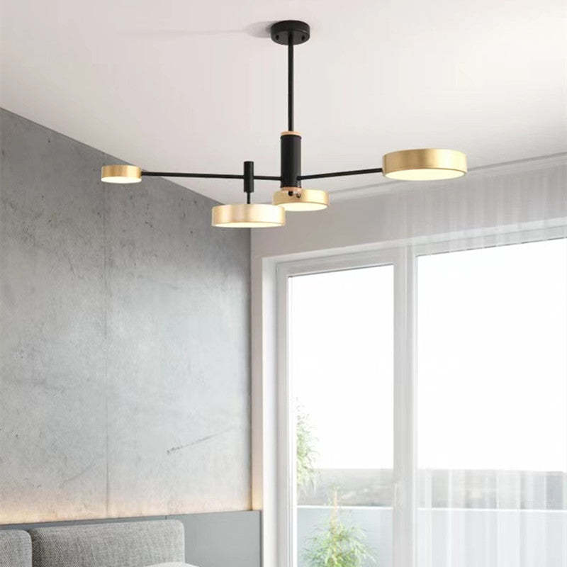 Arisha Pendant Light LED, Metal & Wood, Grey/White/Gold - Neutral Decor