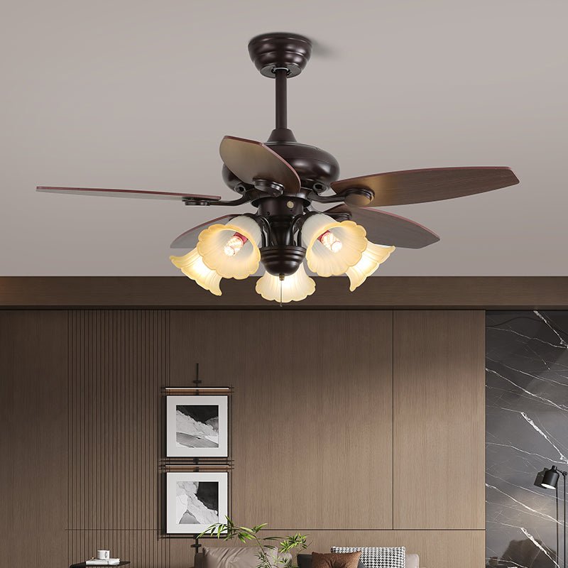 Solara Classic Wood Glass Ceiling Fan Light-Neutral Decor