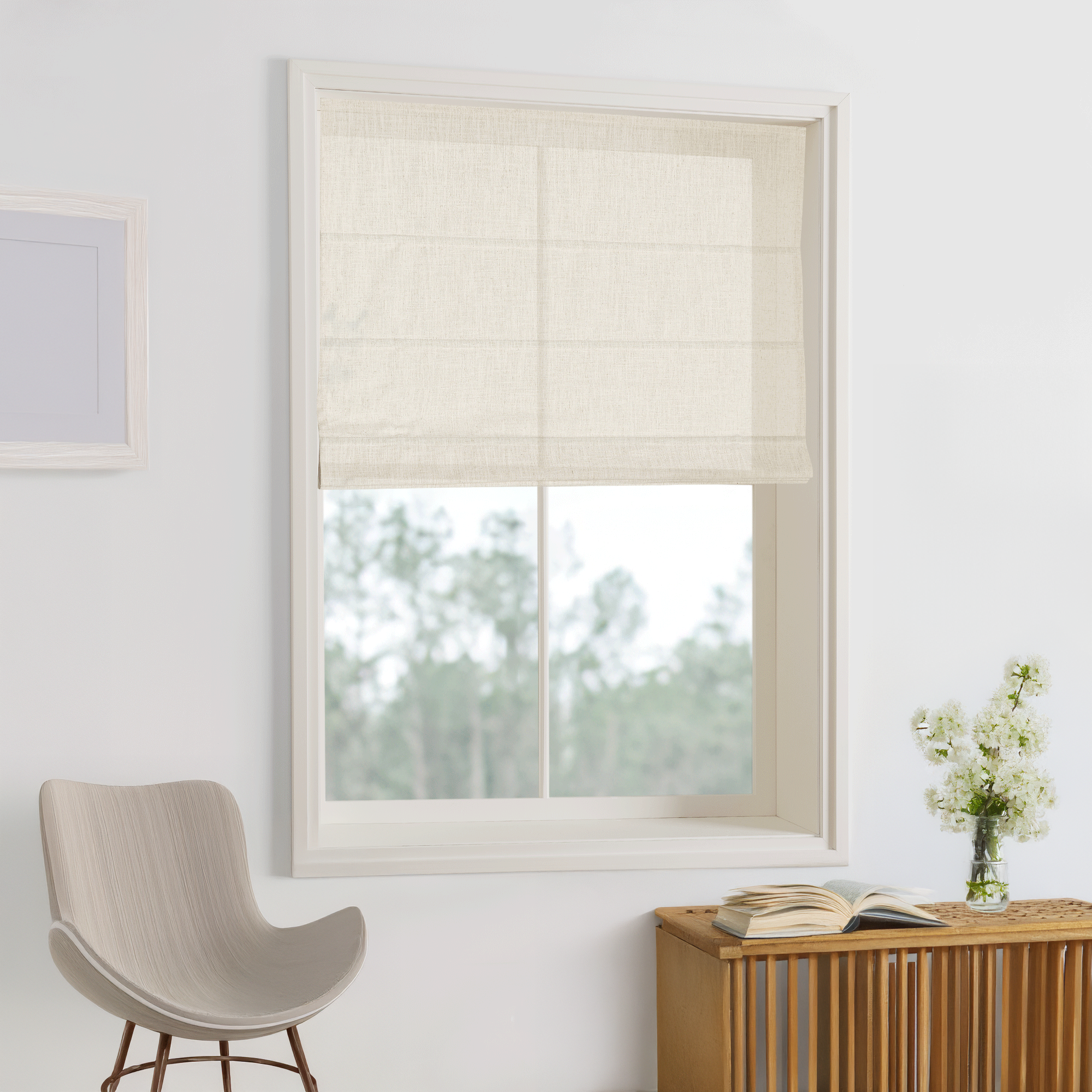 Liz Linen Herringbone Roman Shades & Blinds-Neutral Decor