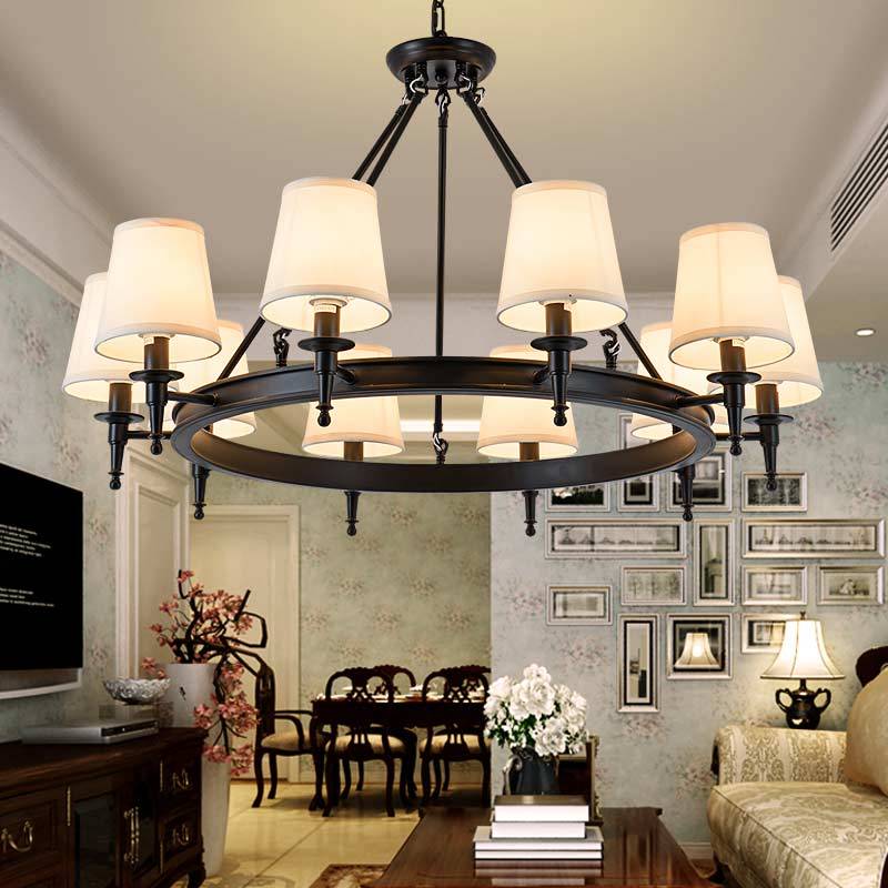Silva vintage Ring Metal/Fabric Chandelier, Black/Copper - Neutral Decor