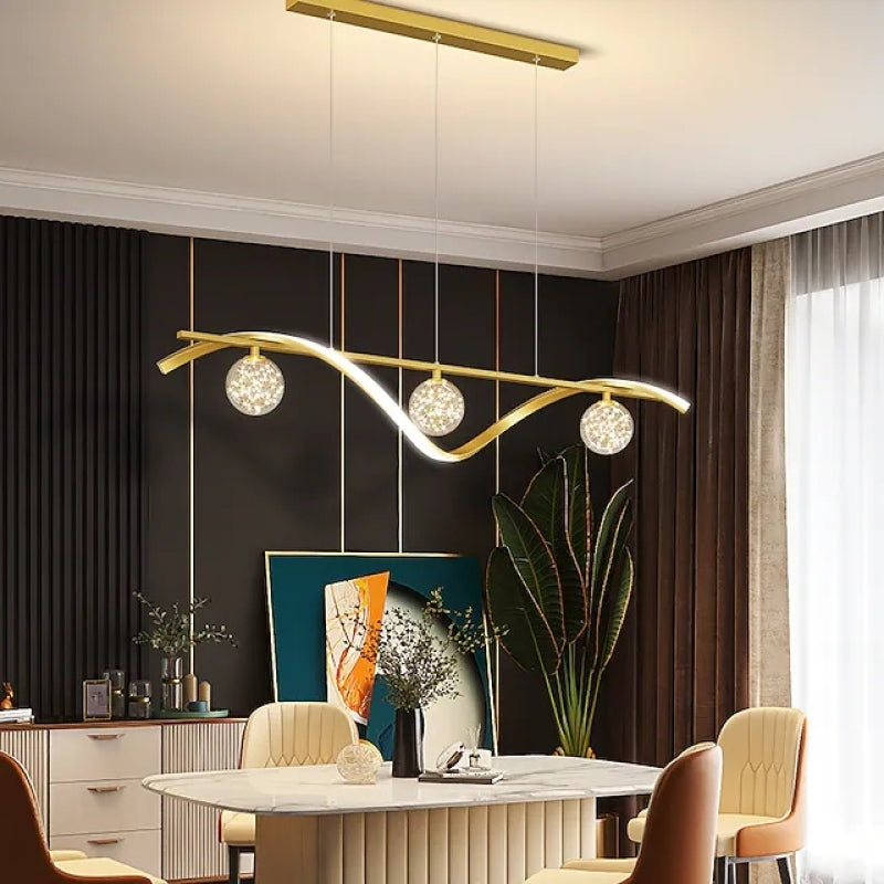 Arisha Graceful Arc with Glass Globes Pendant Light - Neutral Decor