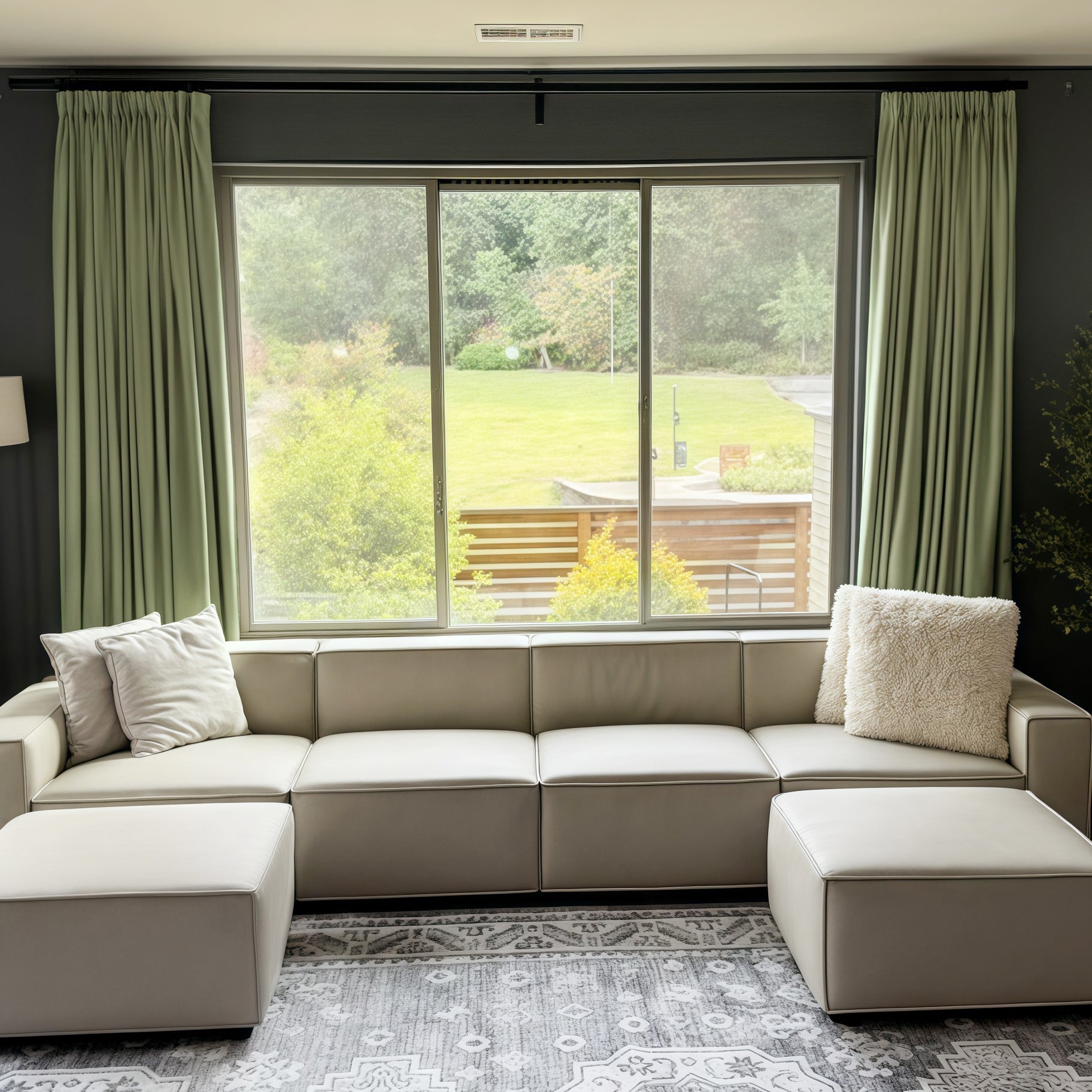 Lily Linen Curtains & Drapes Pleated-Neutral Decor