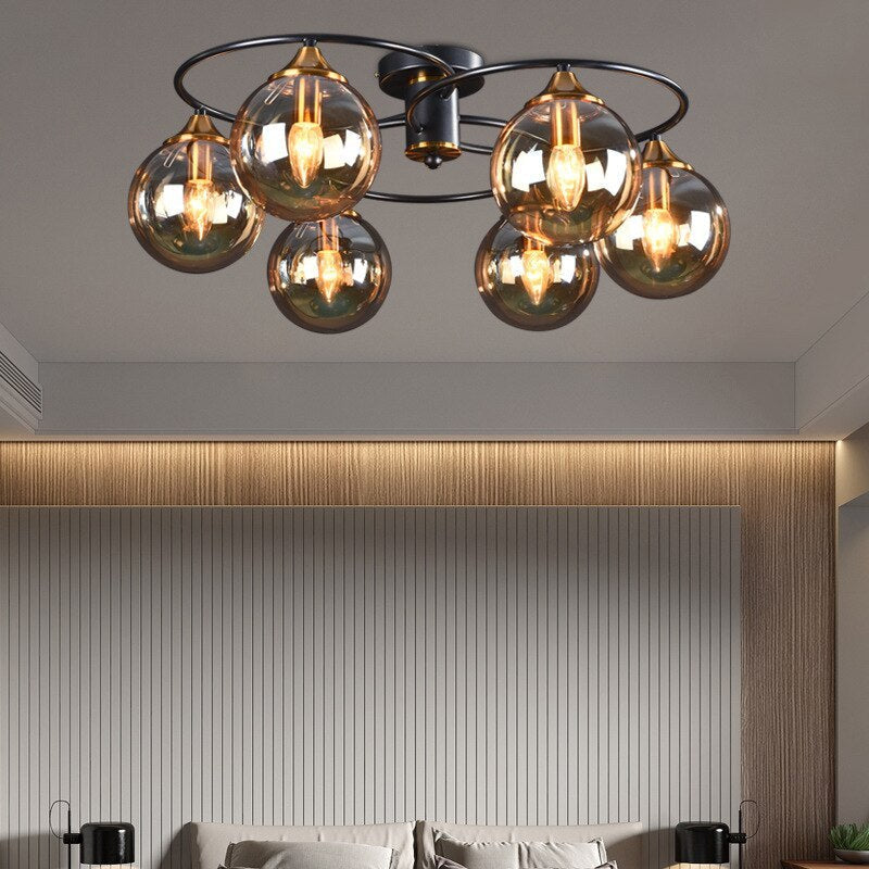 Valentina Nordic Bubble Glass Ceiling Light, Gray/Amber - Neutral Decor