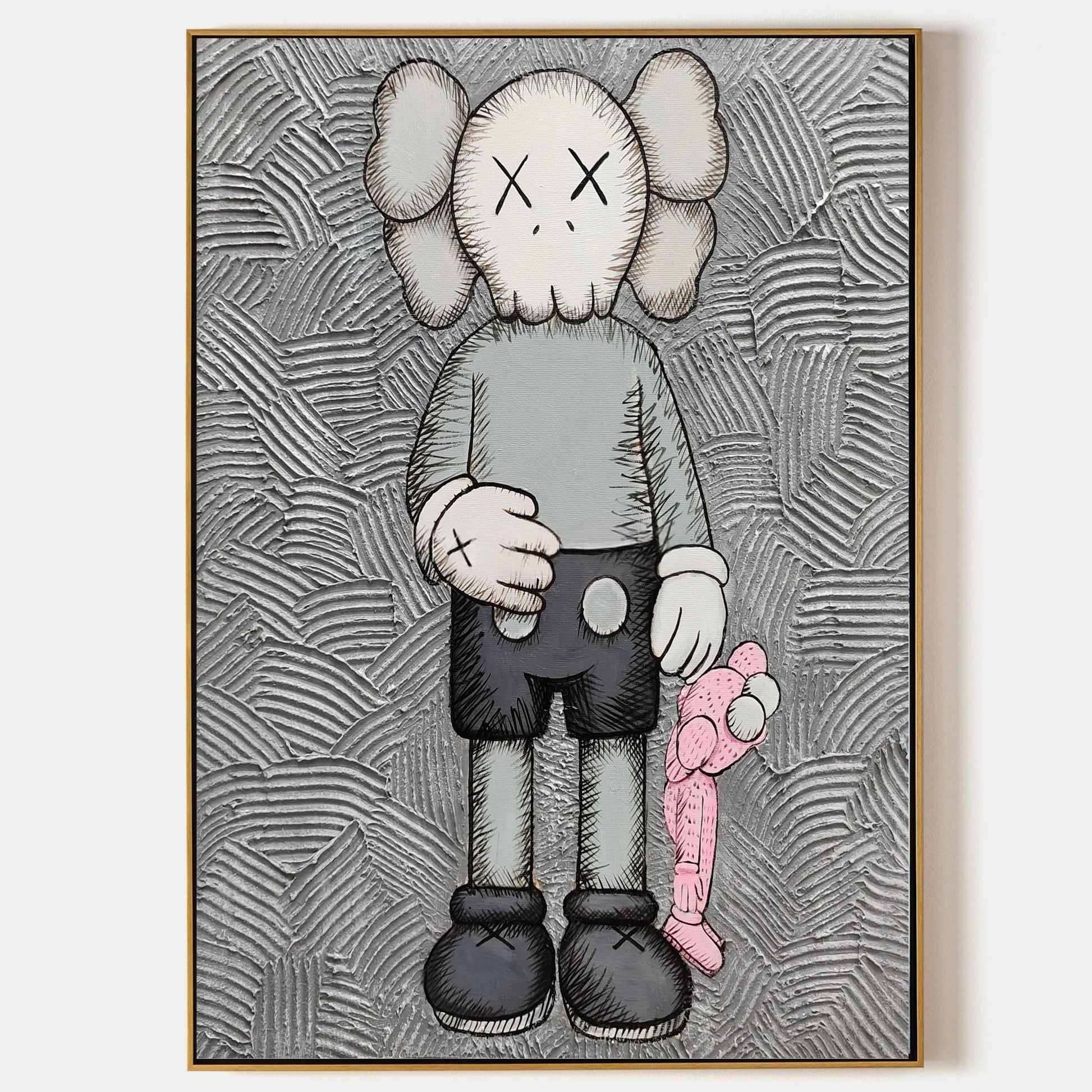 Kaws Companion with Pink Doll Pop Art Painting - Neutralighting