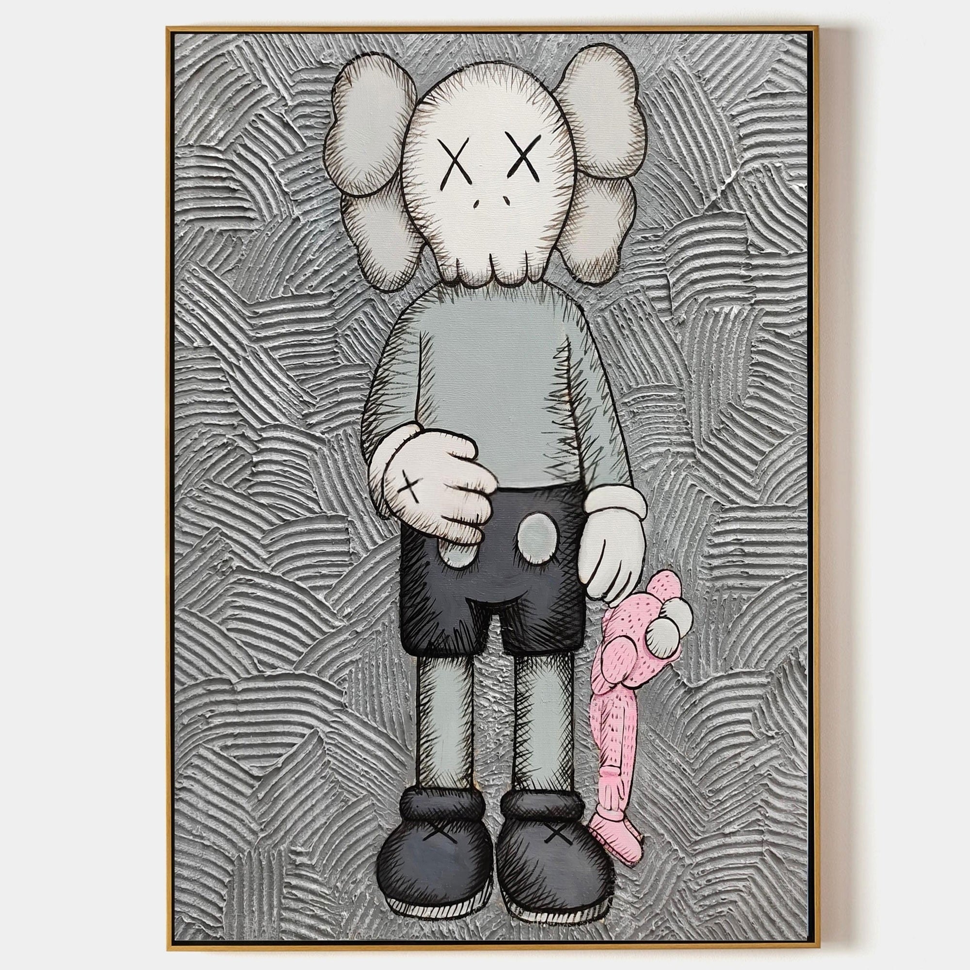 Kaws Companion with Pink Doll Pop Art Painting - Neutralighting