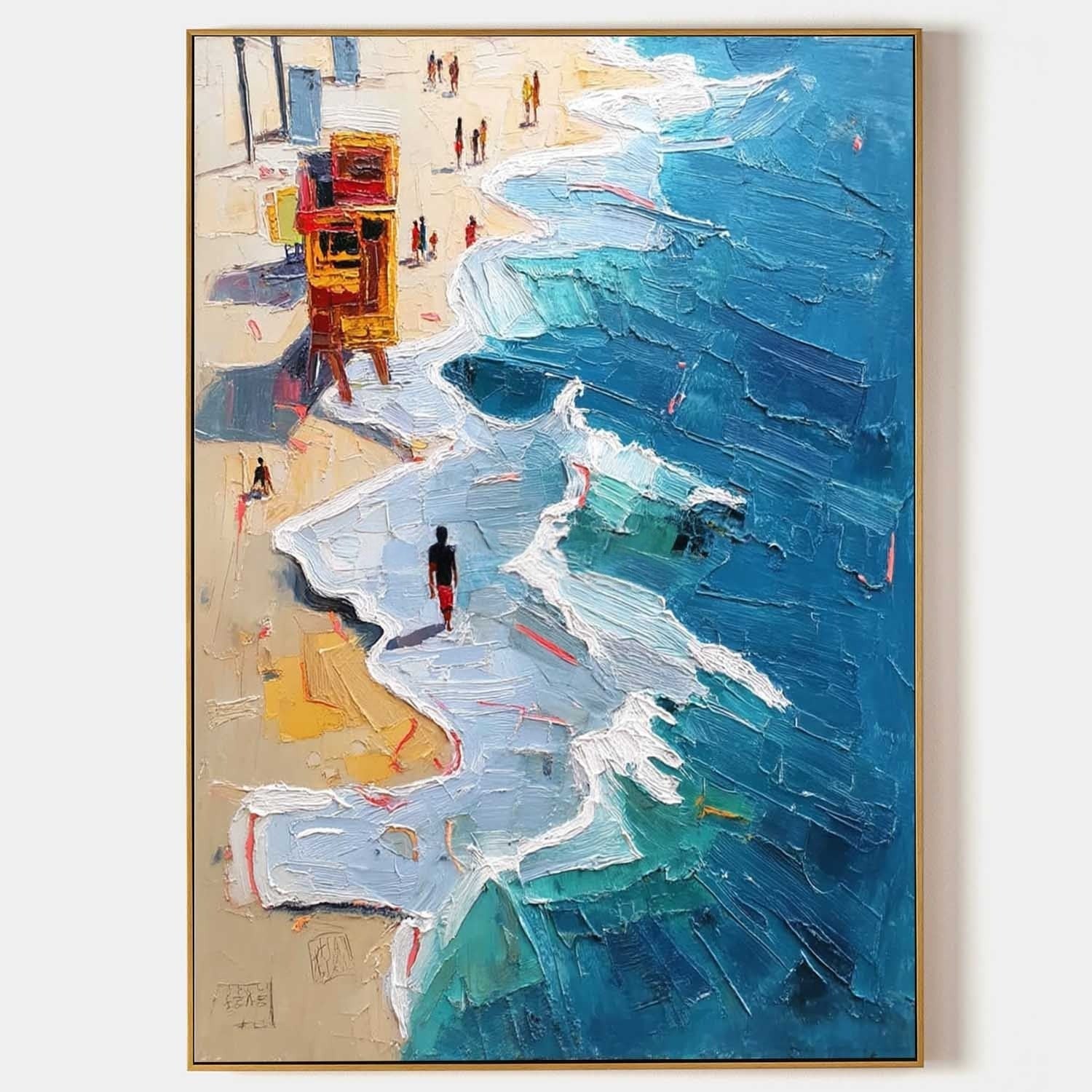 Wall Art Vertical Impressionist Coastal Beach Scene Bright - Neutralighting