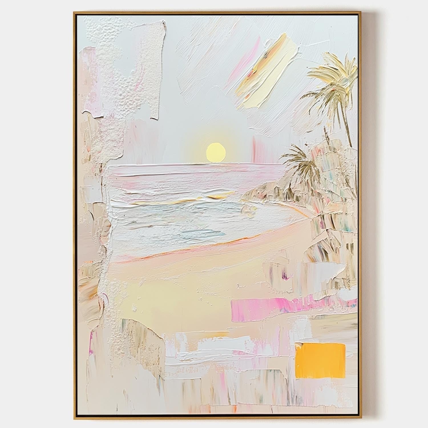 Wall Art Rectangle Impressionist Beach Sunset Art Pastel - Neutralighting