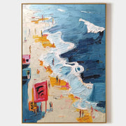 Wall Art Vertical Impressionist Coastal Boardwalk Scene Bright - Neutralighting