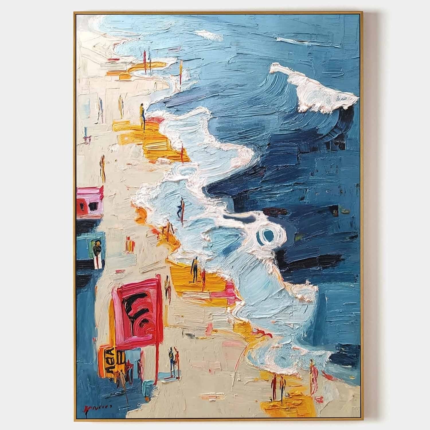 Wall Art Vertical Impressionist Coastal Boardwalk Scene Bright - Neutralighting