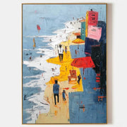 Wall Art Vertical Abstract Figurative Beach Scene Bold - Neutralighting