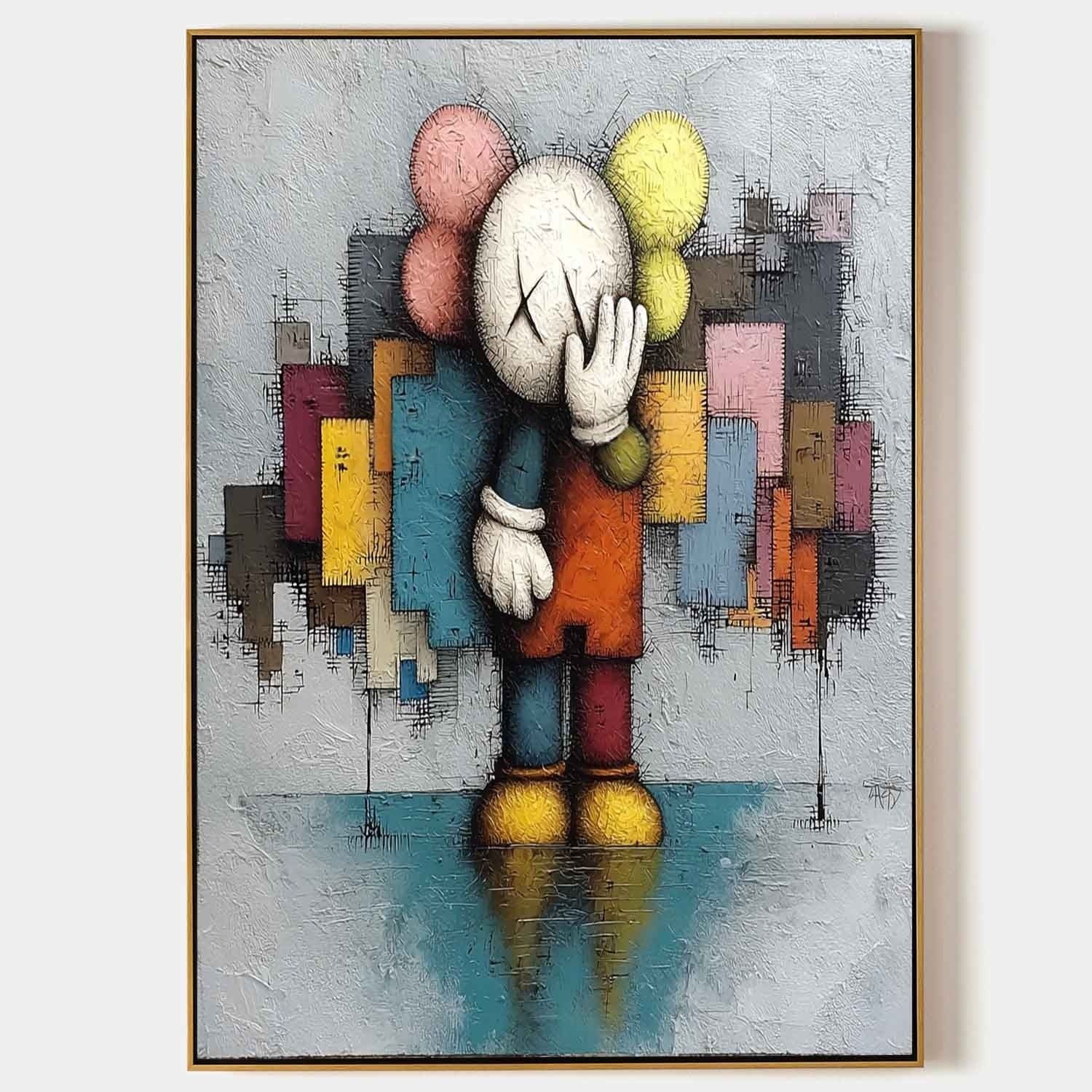 Wall Art Reflective Textured Kaws - Neutralighting
