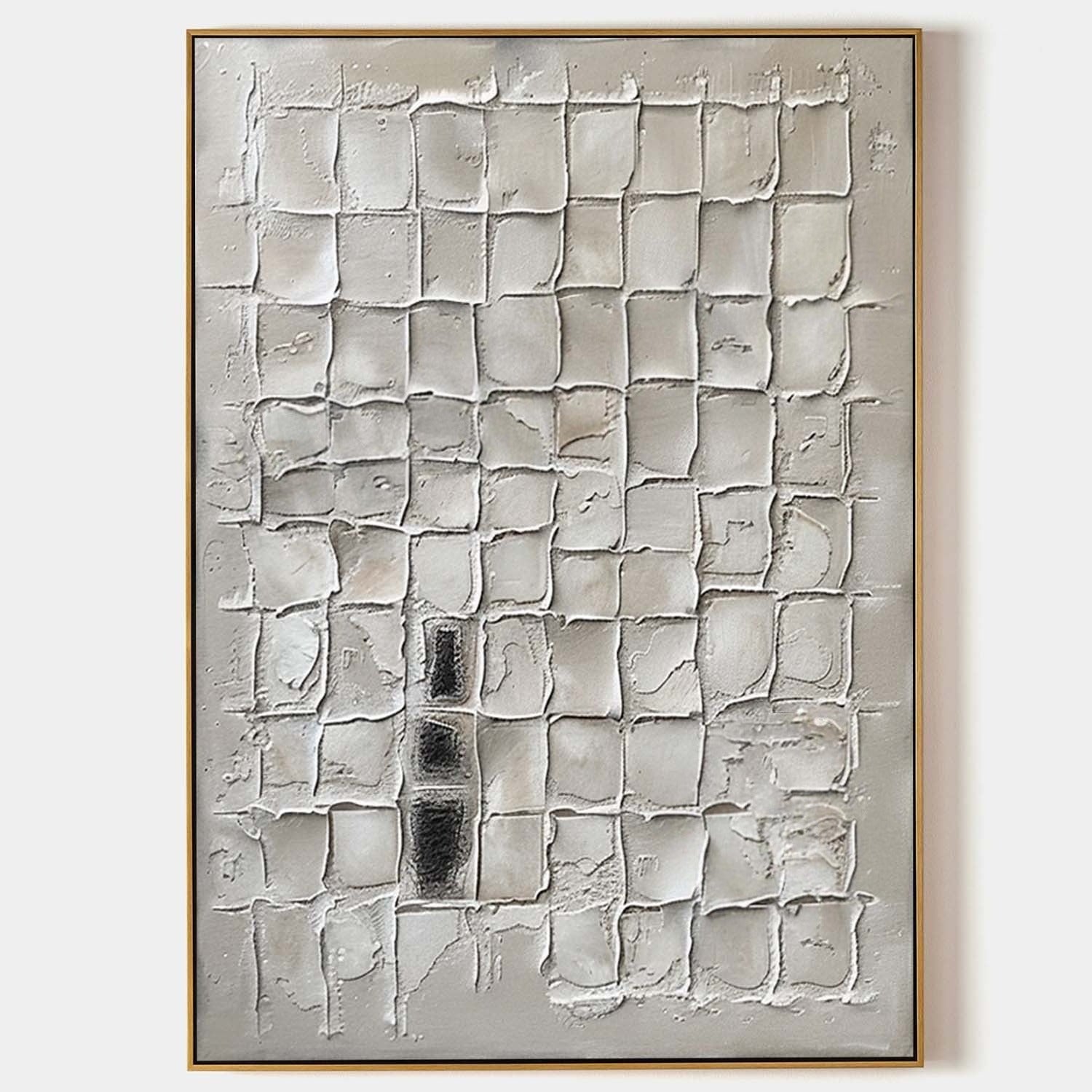 Wall Art Neutral Grid Plaster Painting - Neutralighting
