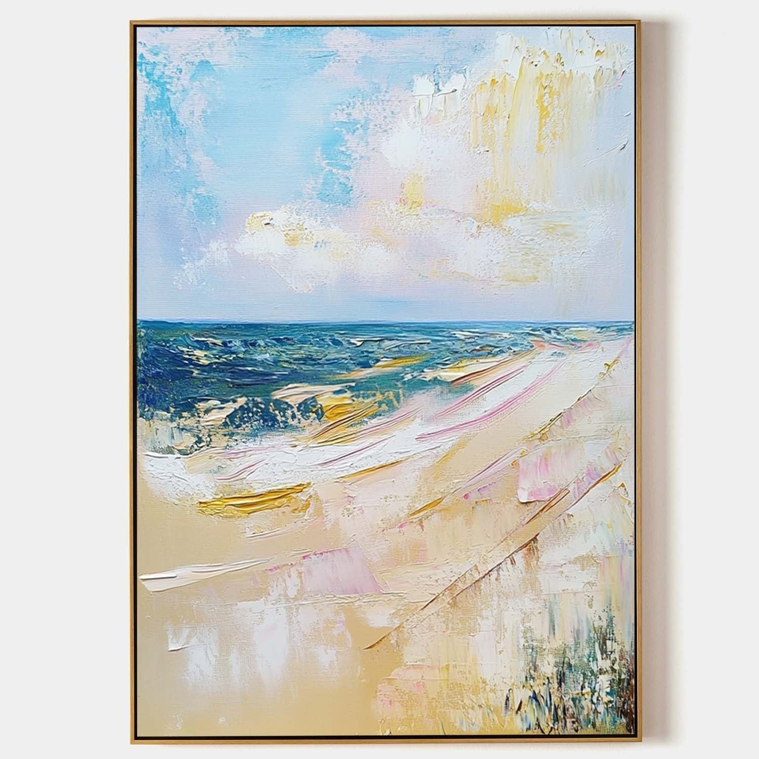 Wall Art Serene Textured Beach Ocean - Neutralighting