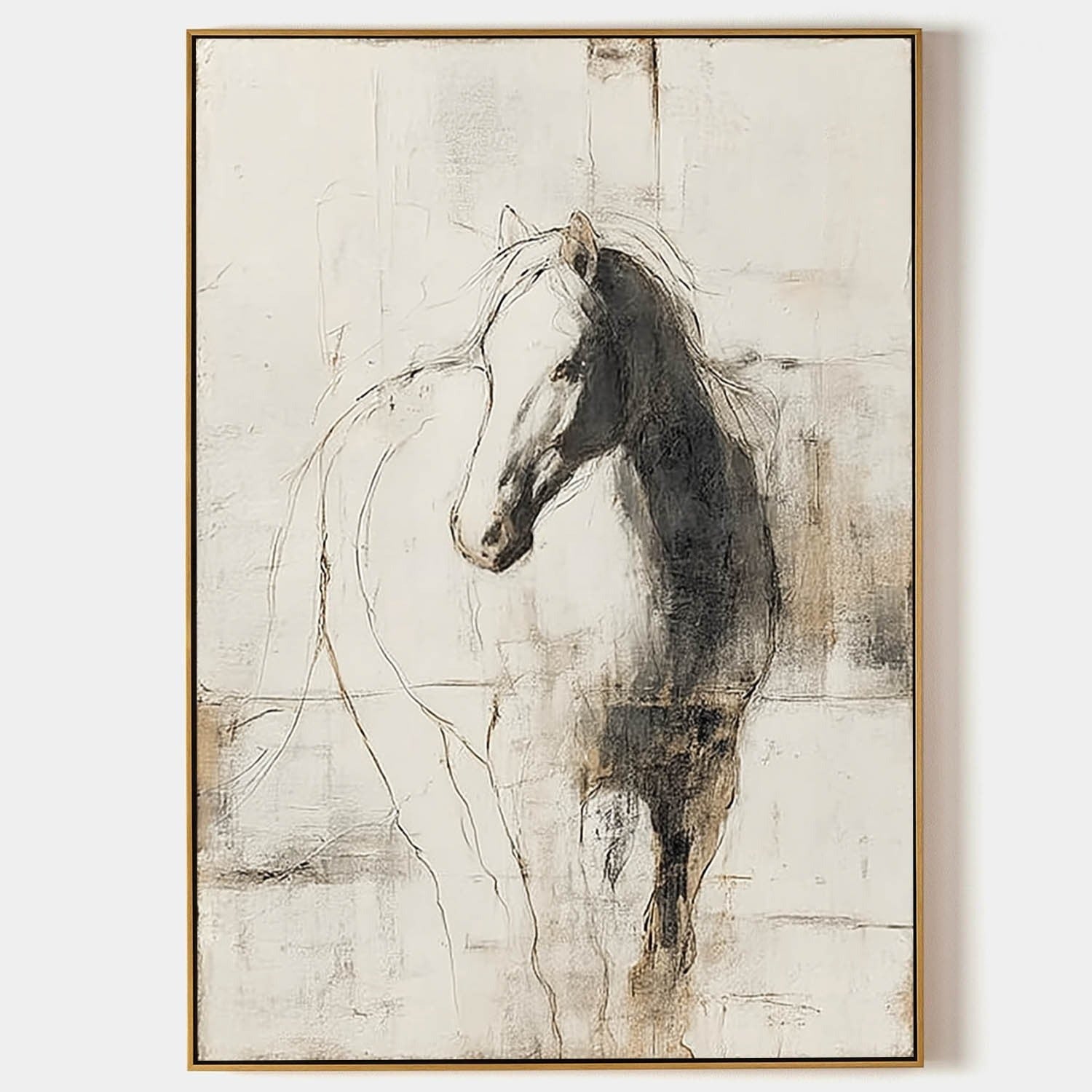 Wall Art Monochrome Horse Portrait Minimalist - Neutralighting