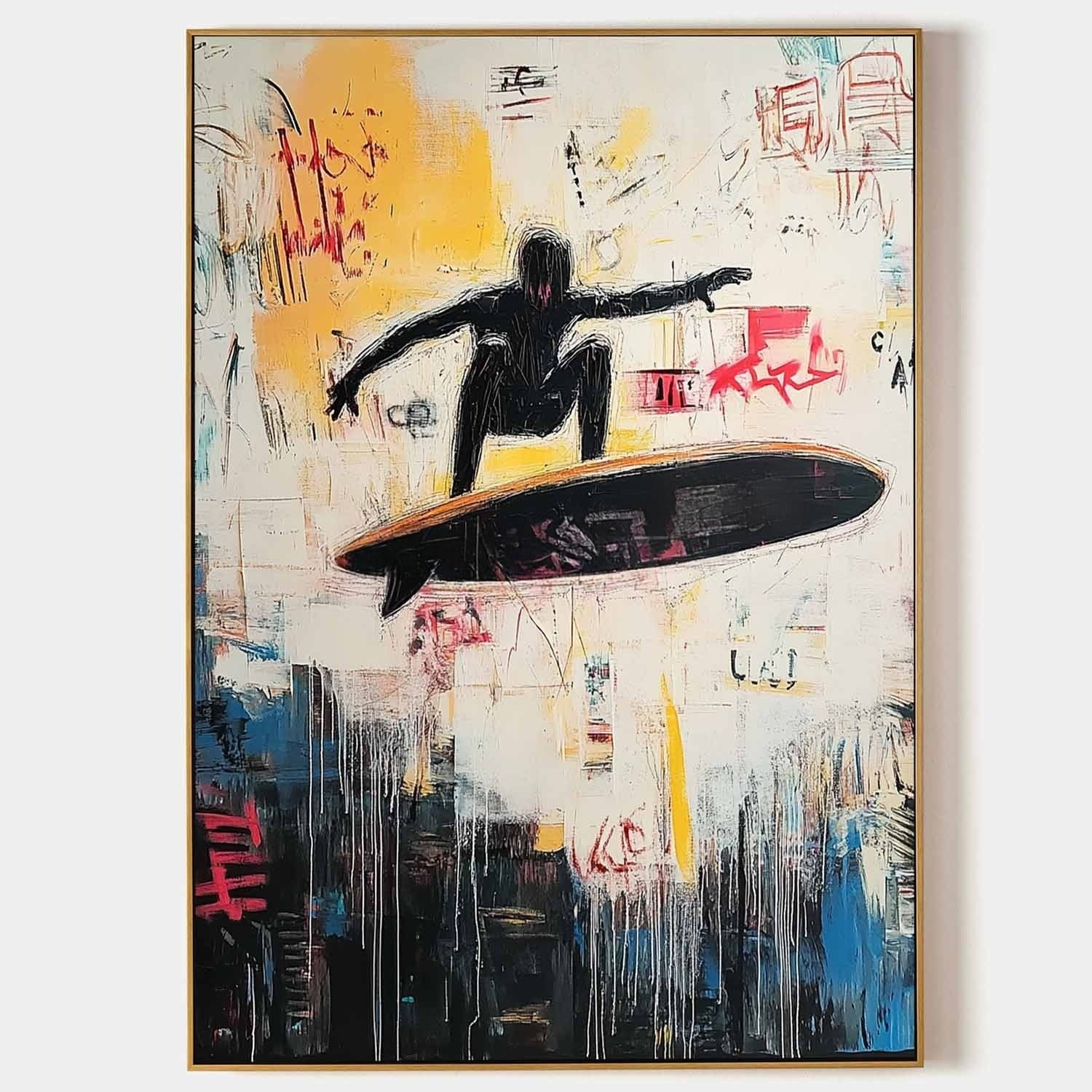 Wall Art Edgy Textured Graffiti Surfer - Neutralighting