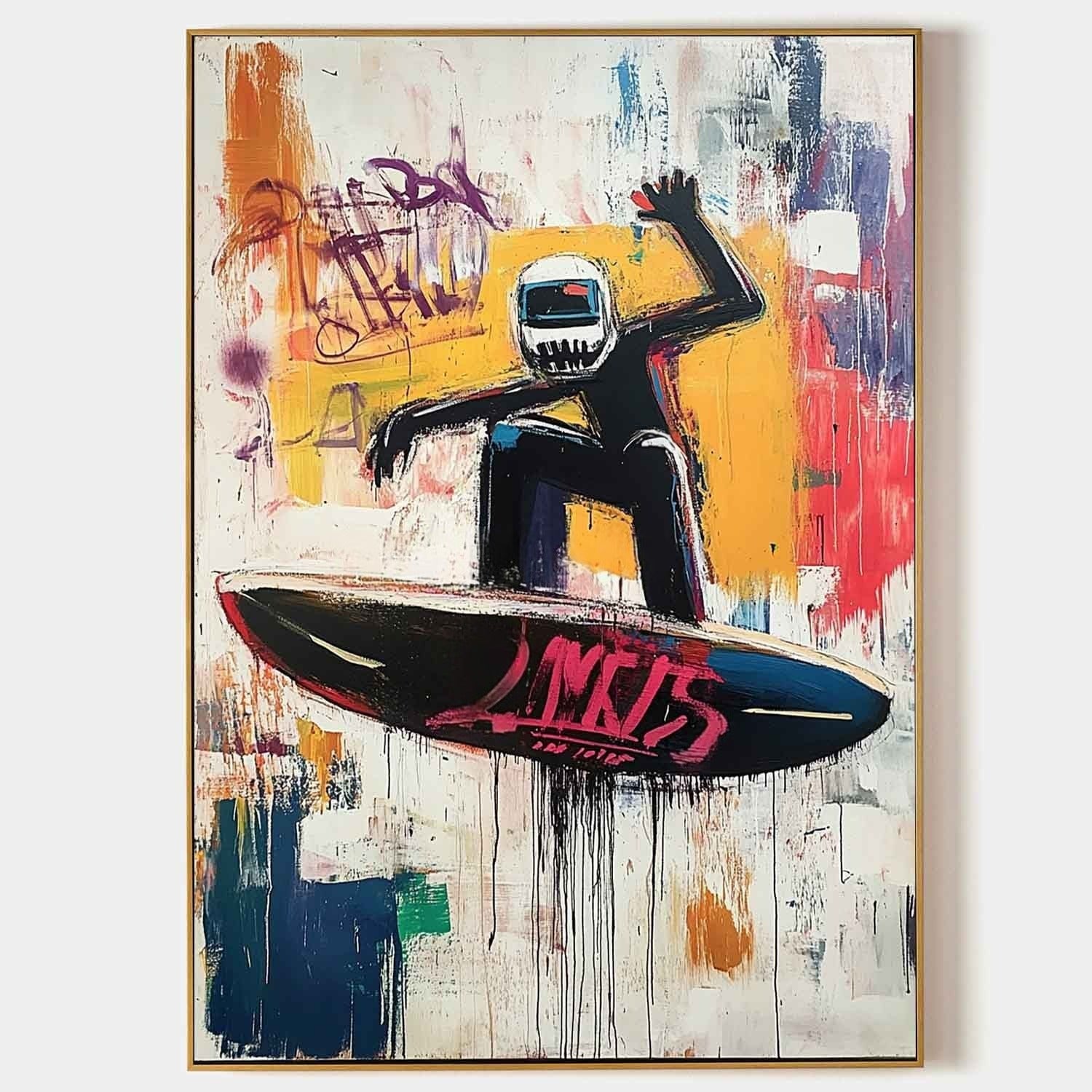 Wall Art Futuristic Textured Helmeted Surfer - Neutralighting