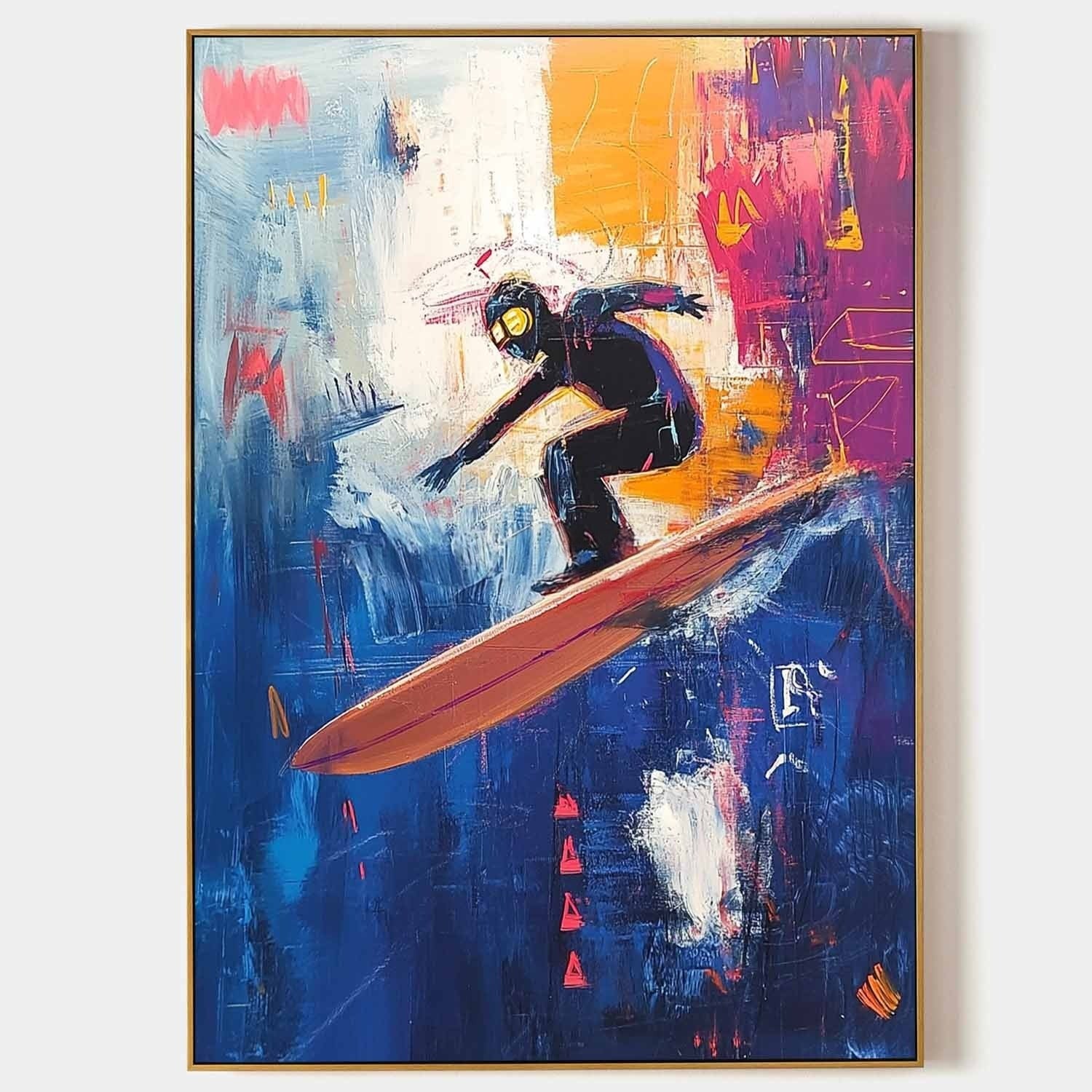 Wall Art Sleek Textured Goggled Surfer - Neutralighting