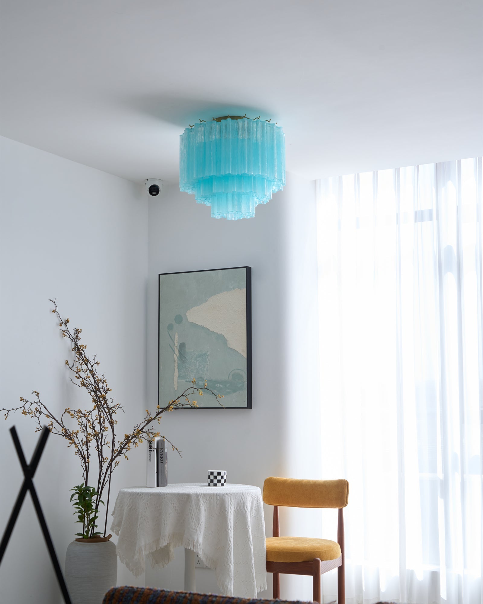 Aurora Ceiling Lamp White Murano Glass Layered Elegant Modern-Neutral Decor