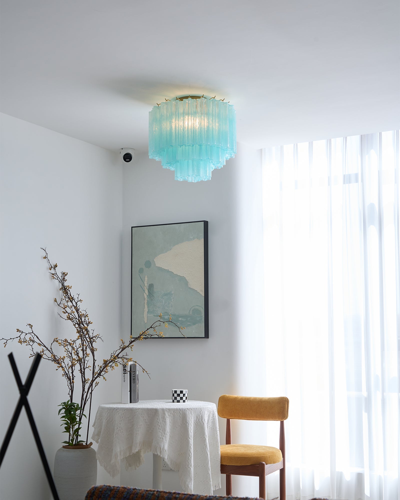 Aurora Ceiling Lamp White Murano Glass Layered Elegant Modern-Neutral Decor