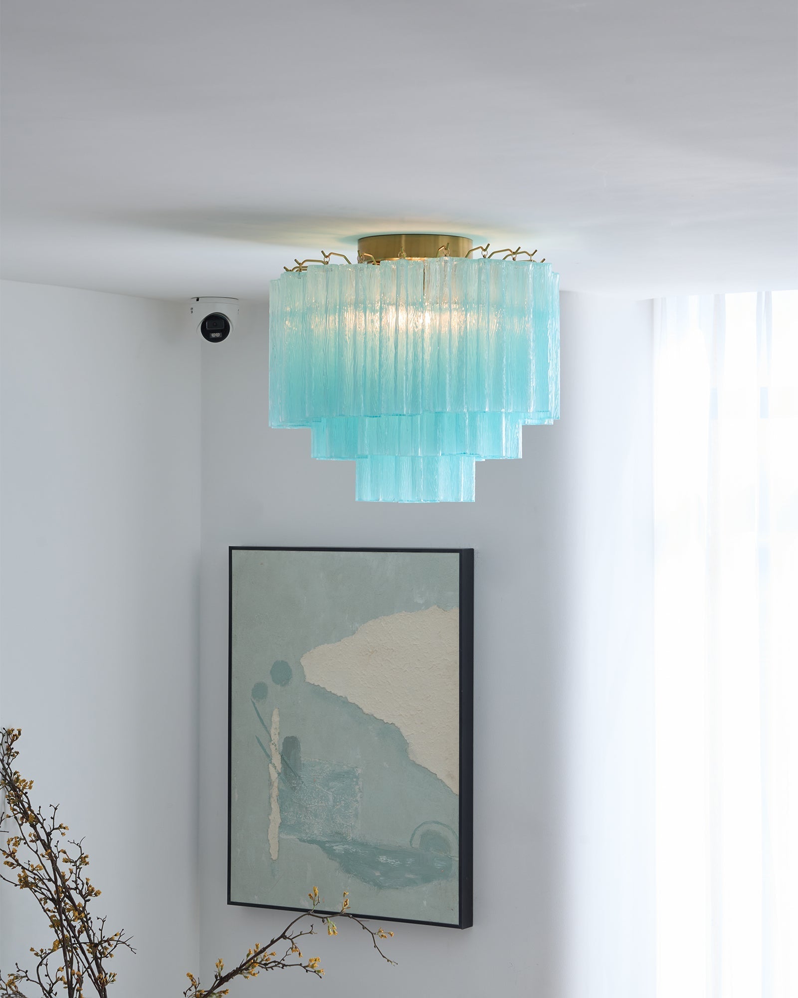 Aurora Ceiling Lamp White Murano Glass Layered Elegant Modern-Neutral Decor