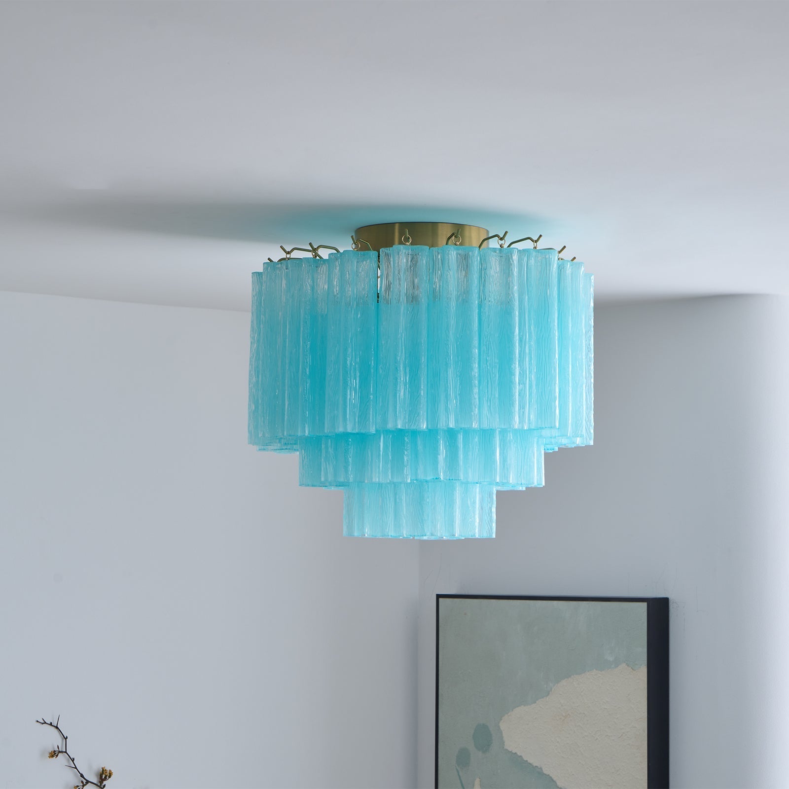 Aurora Ceiling Lamp White Murano Glass Layered Elegant Modern-Neutral Decor