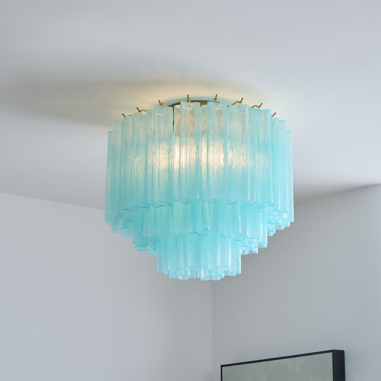Aurora Ceiling Lamp White Murano Glass Layered Elegant Modern-Neutral Decor