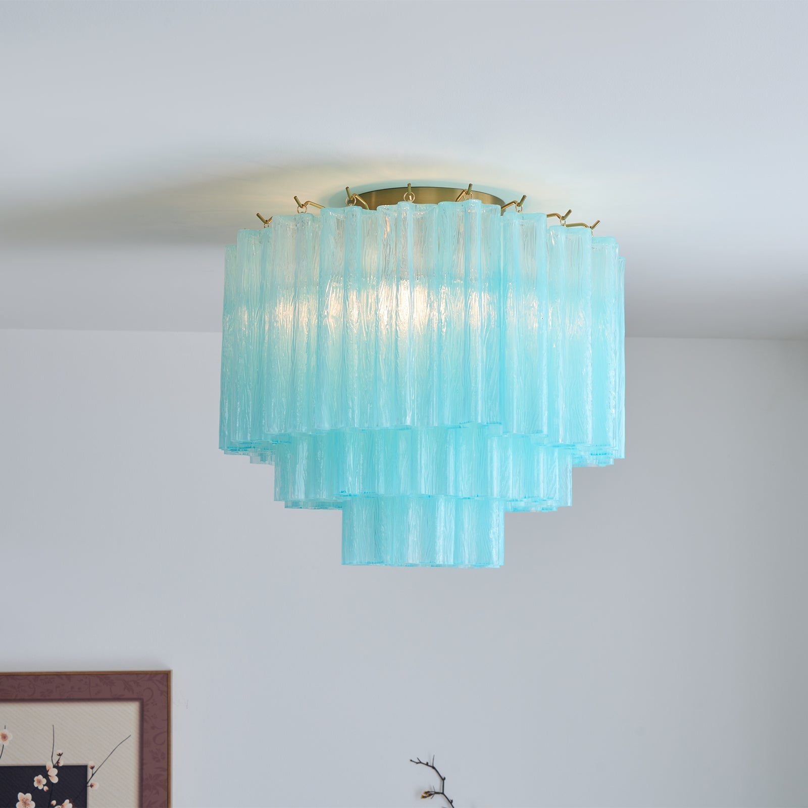 Aurora Ceiling Lamp White Murano Glass Layered Elegant Modern-Neutral Decor