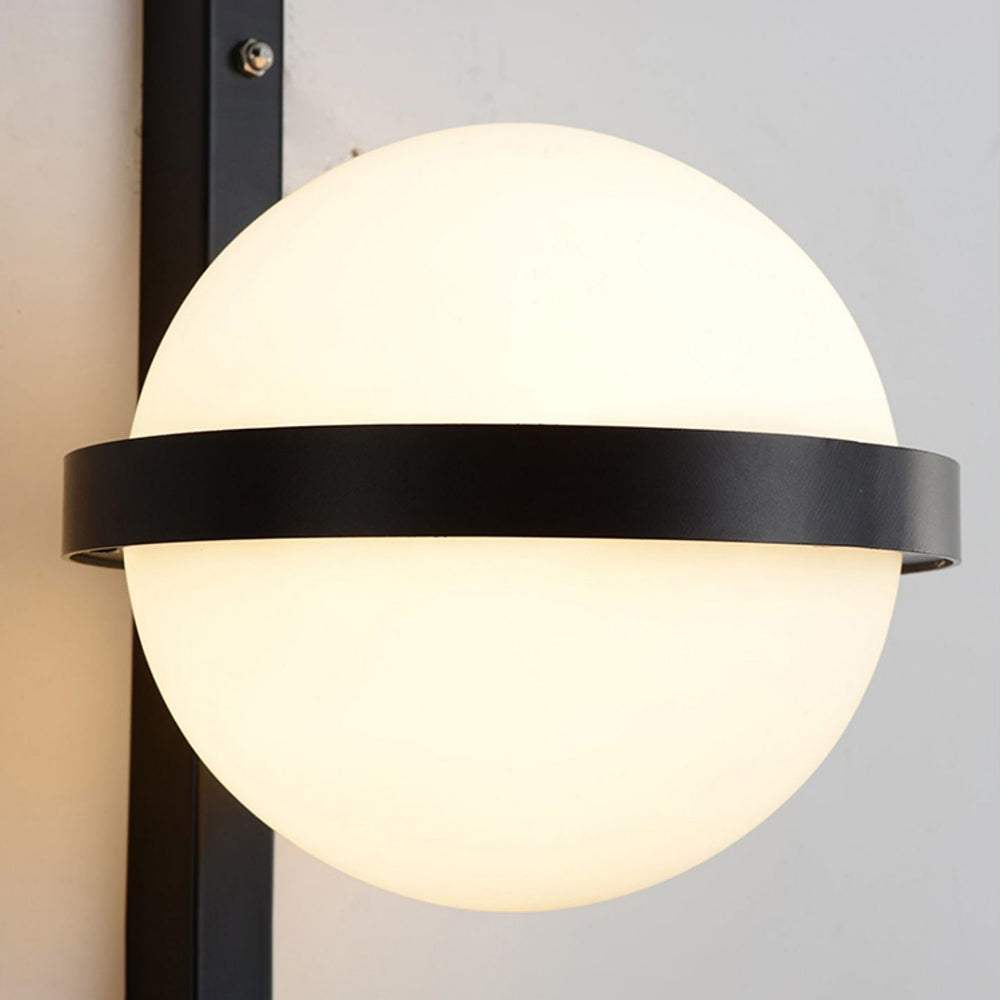 Ray Modern Globe Metal/Acrylic Solar Outdoor Wall Lamp Plant Pot, Black/White - Neutral Decor