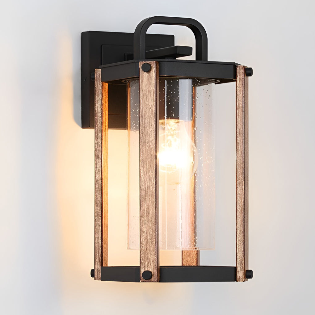 Anita Lantern Industrial Glass Outdoor Sconce Wall Light