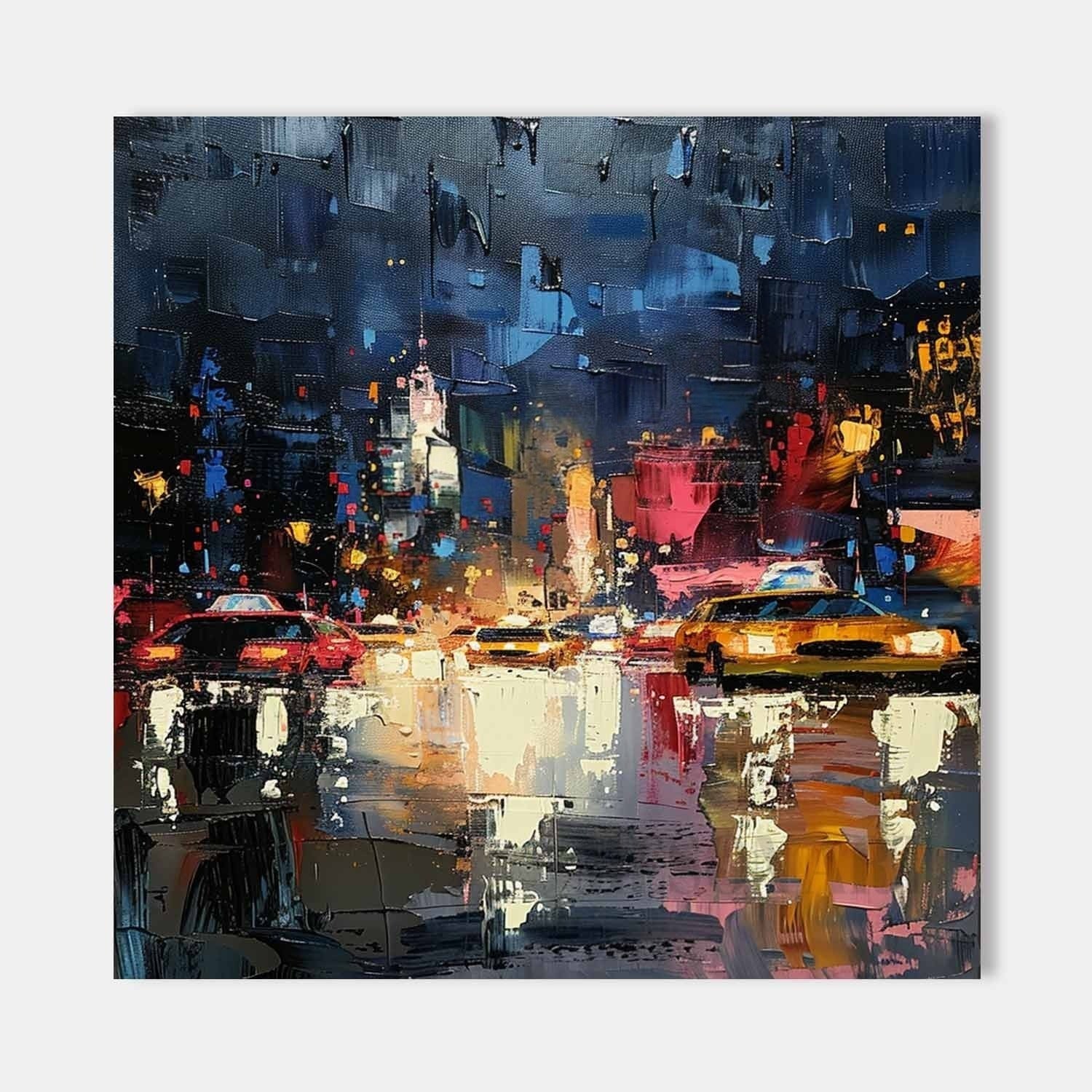 Wall Art Impressionist Textured Urban Nightscape - Neutralighting