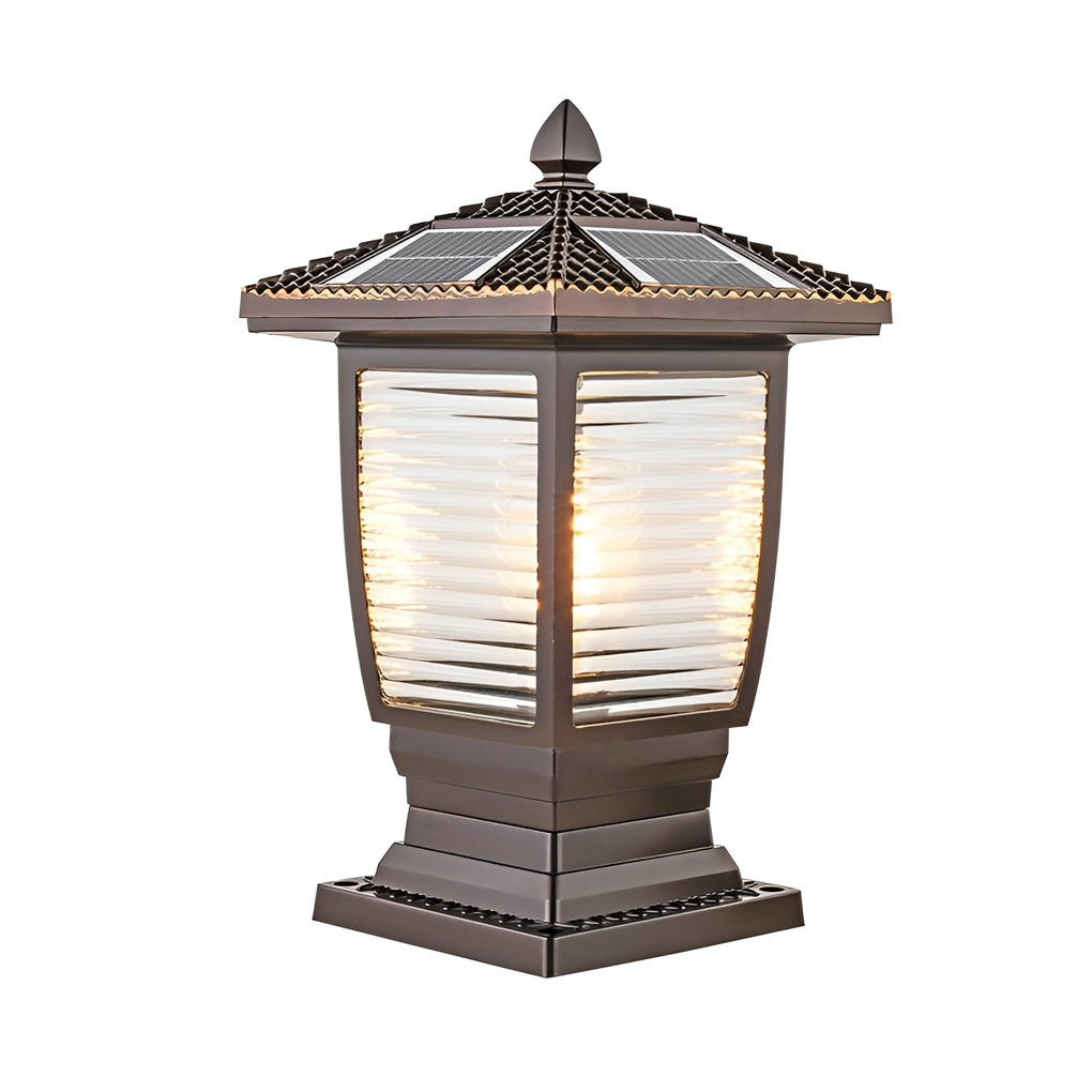 Shana Retro Modern Solar Glass Outdoor Fence Post Lights