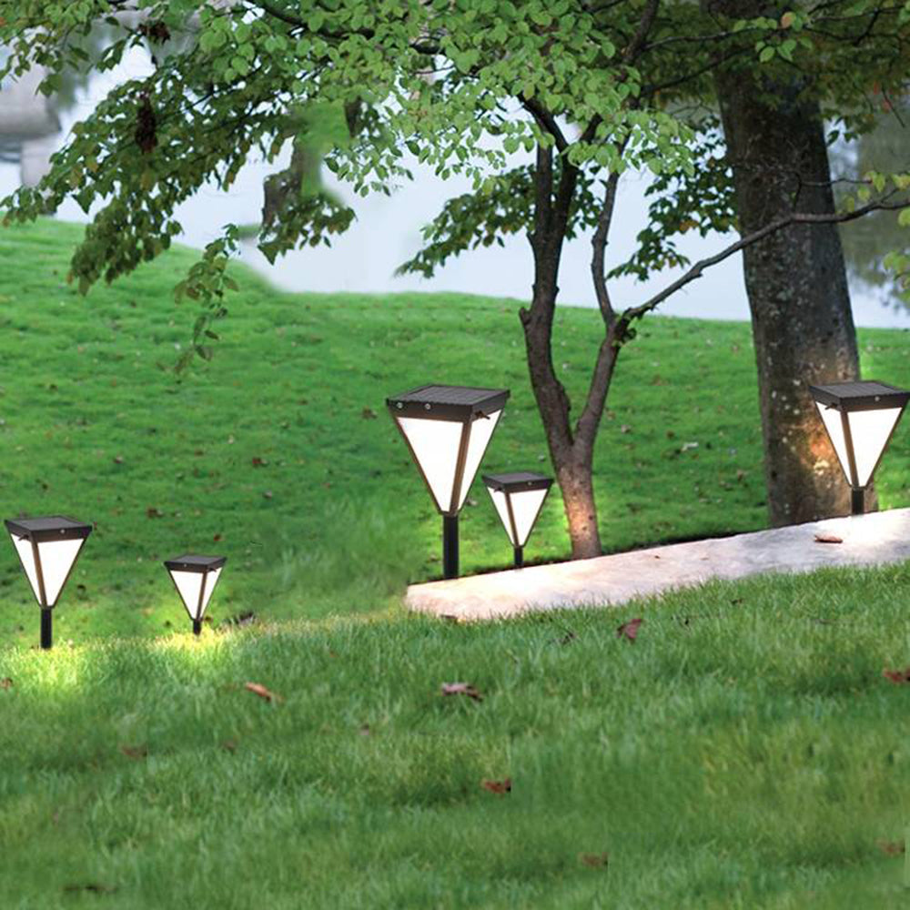Ray Modern Metal Tapered Solar Outdoor Path Light, Black - Neutral Decor