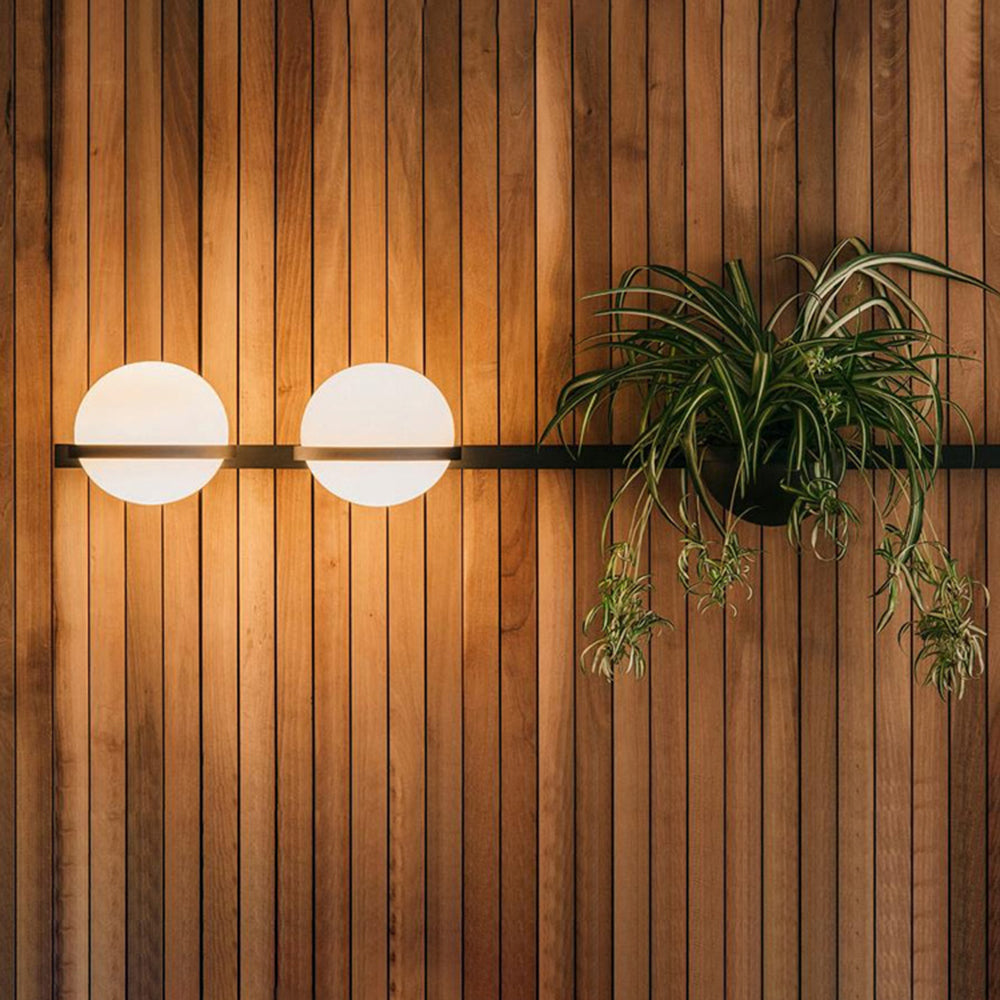 Ray Modern Globe Metal/Acrylic Solar Outdoor Wall Lamp Plant Pot, Black/White - Neutral Decor