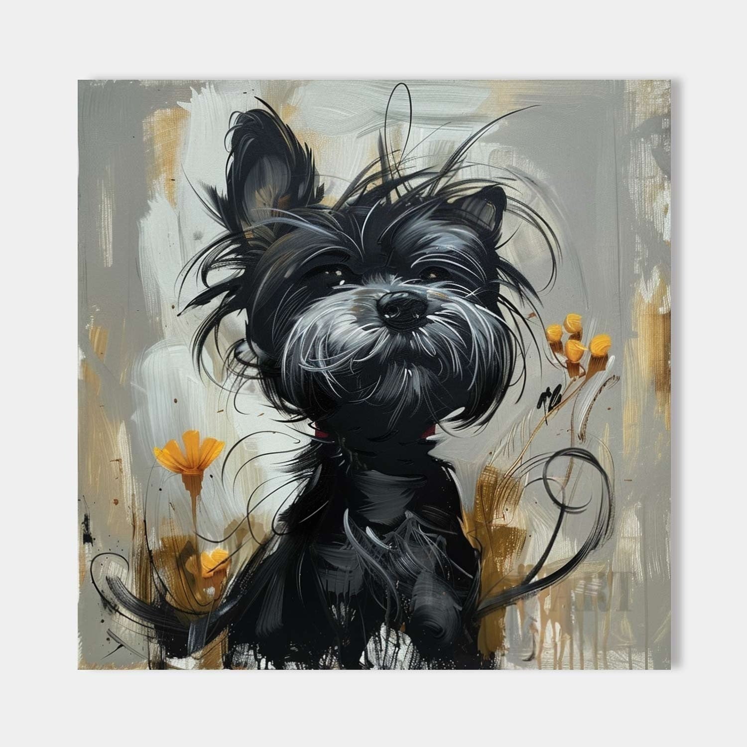 Wall Art Textured Black Terrier - Neutralighting