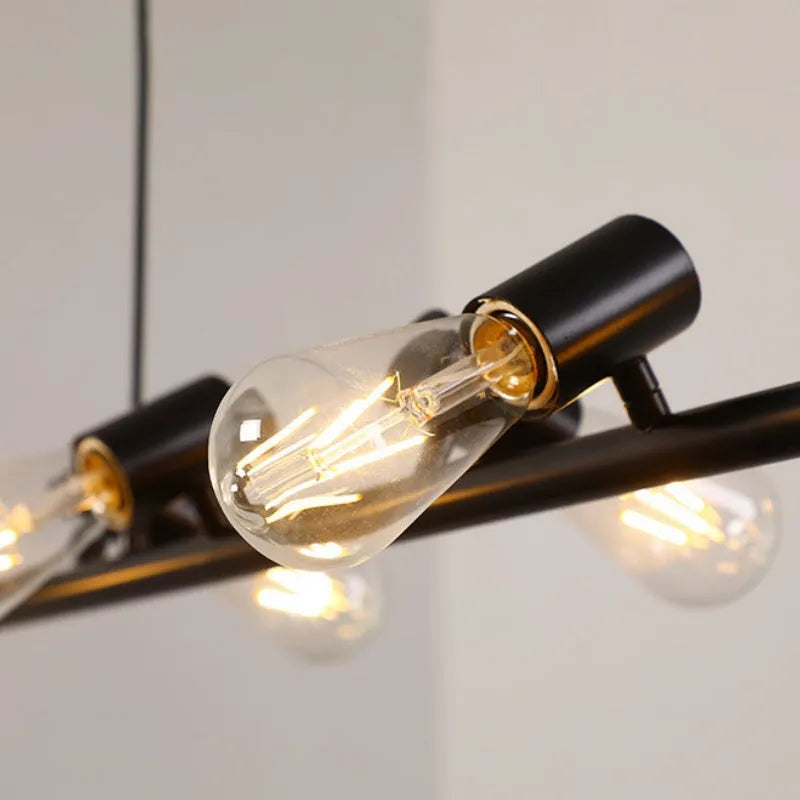 Epoch Vintage LED Chandelier Black Metal Dining/Living Room/Bar - Neutral Decor