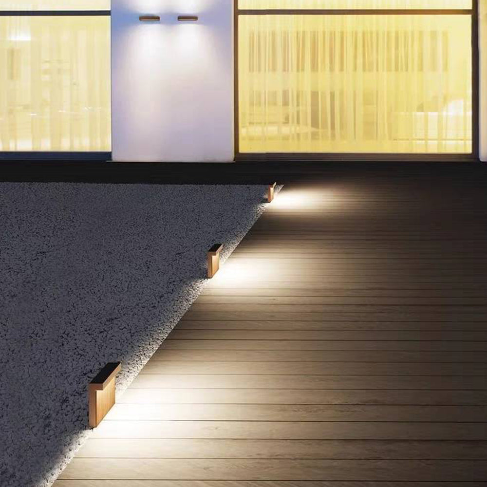 Ray Modern Metal Rectangular Outdoor Path Light, Wood - Neutral Decor