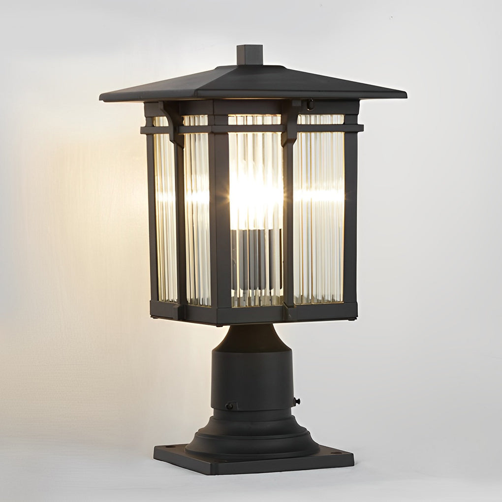 Lovele Striped Modern Glass Outdoor Post Lights