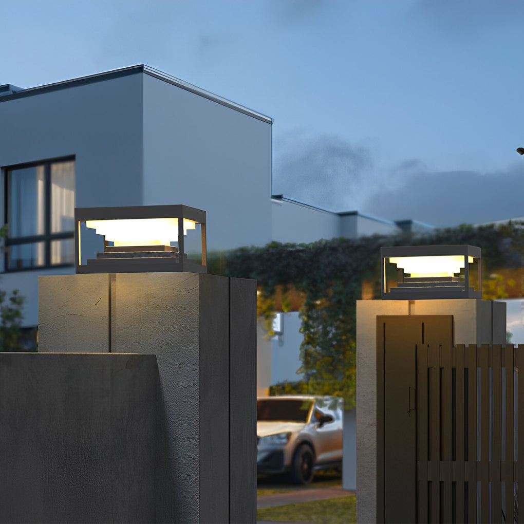 Wane Square Creative LED Steel Outdoor Post Caps Lights