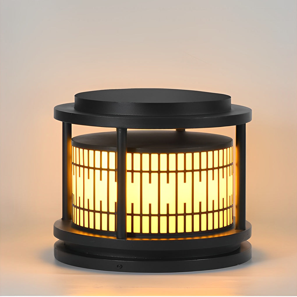 Hen Round Retro Pattern LED Marble Outdoor Fence Post Lights