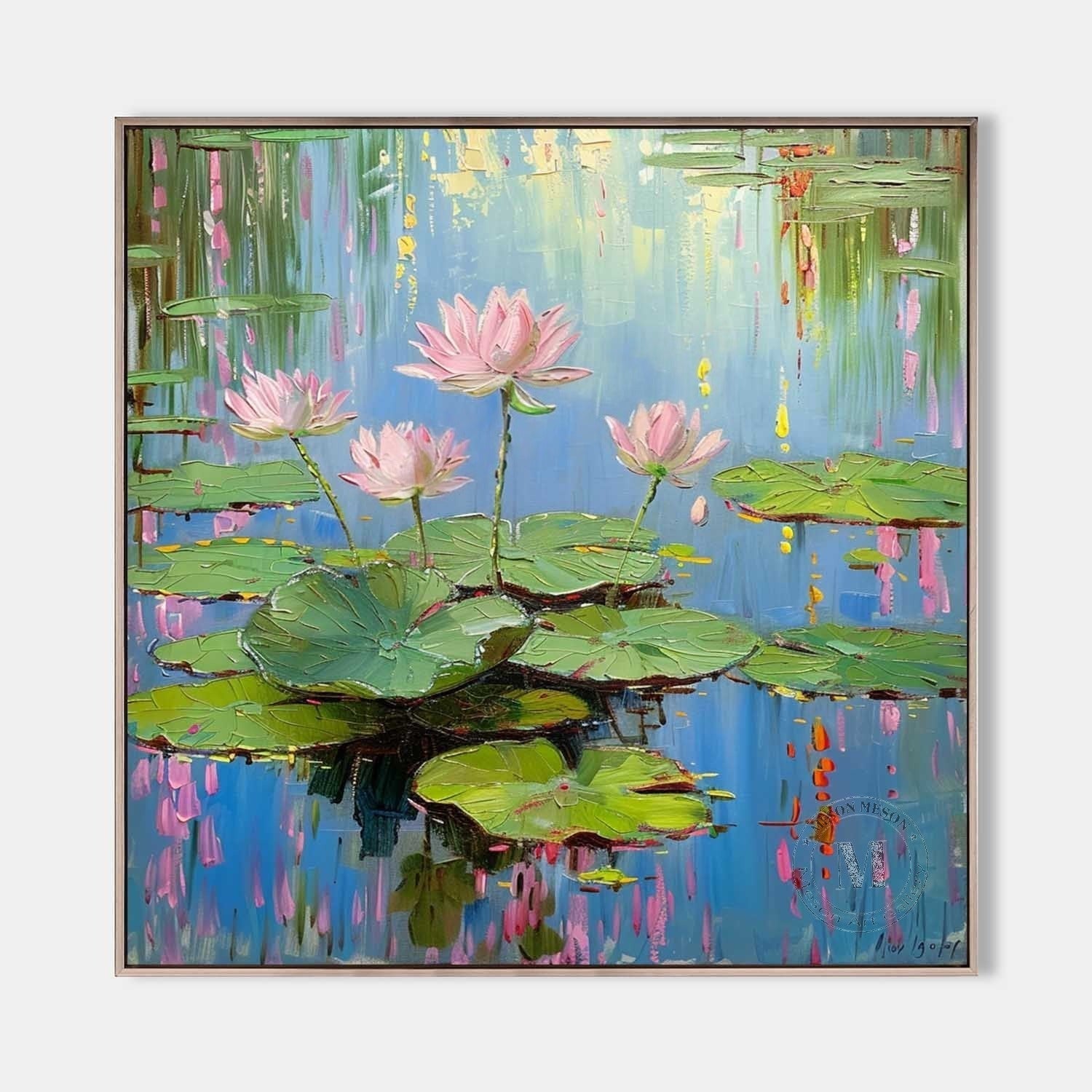Wall Art Serene Pink Water Lilies Pond - Neutralighting
