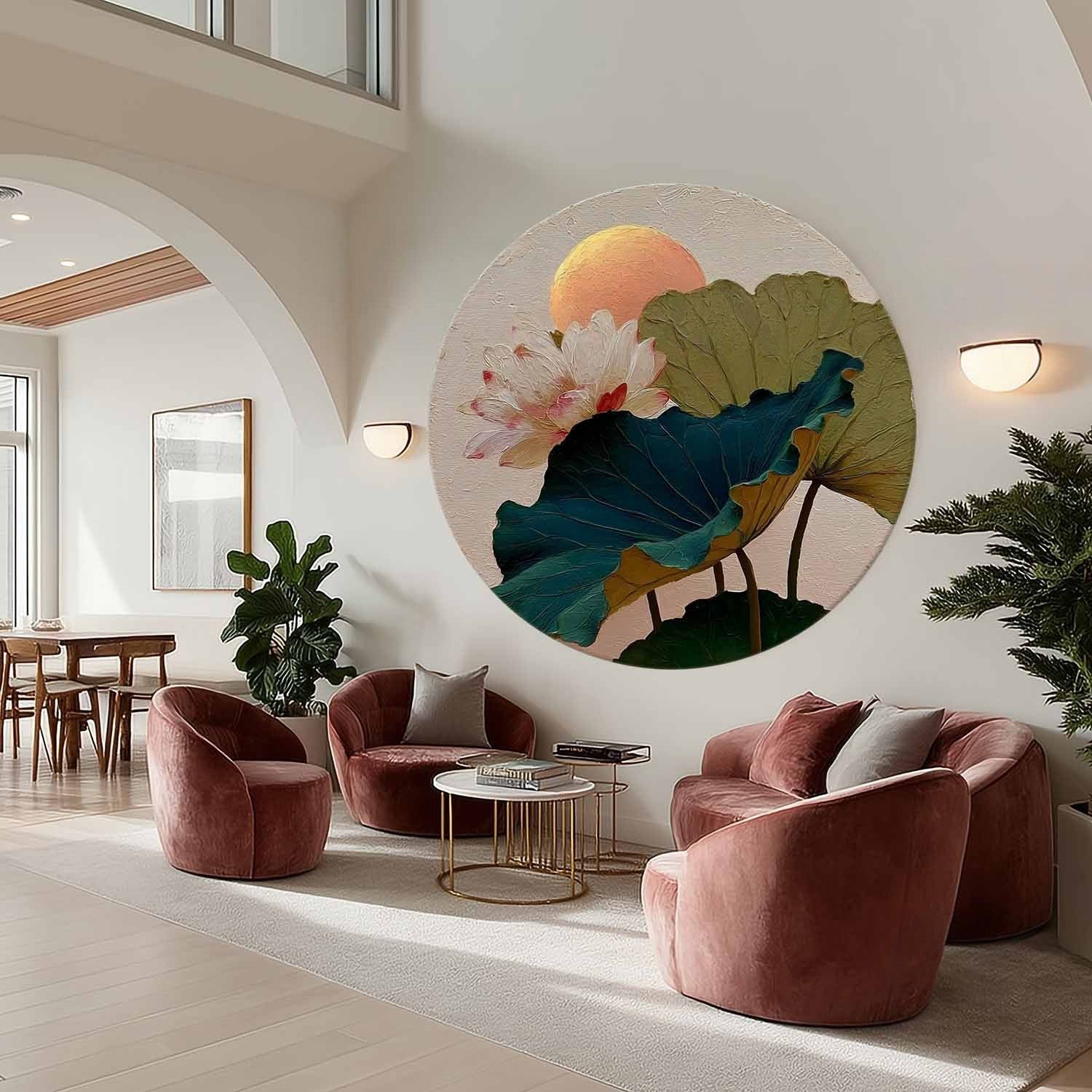 Wall Art Textured Lotus Flower Peach - Neutralighting