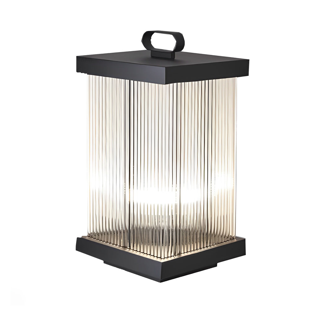 EllaN Portable Rippled Design Glass Outdoor Lantern